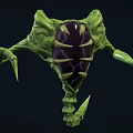 Green Monster Game Movie Character With Purple Body Claws And Scorpion Like Tail