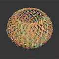 Woven Yellow Round Basket With Intricate Textured Design And Smooth Surface