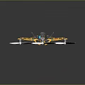 Professional Multi Rotor Drone With Yellow Black Frame White Propellers And Mechanical Components 3d model