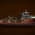 Brown Cargo Ship Featuring Colored Containers Helipad and Deck Structures 3d model