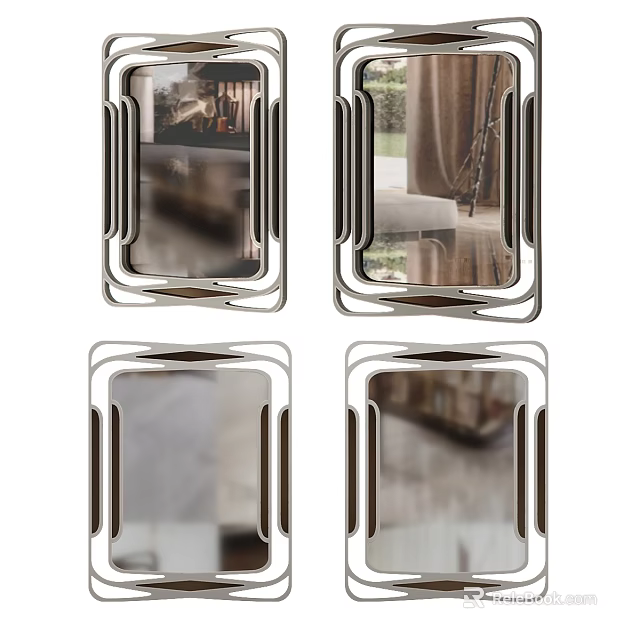 Modern Decorative Wall Mirror With Sleek Metal Frame And Reflective Surface 3d model 