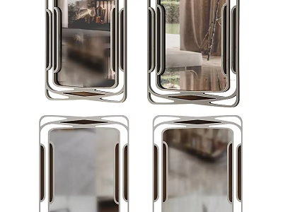 Modern Decorative Wall Mirror With Sleek Metal Frame And Reflective Surface 3d model
