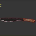 Sharp Tactical Knife With Black Blade Brown Handle And Metal Rivets