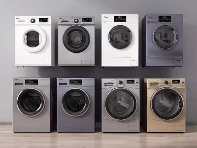 Front Loading Washing Machines With Stylish Modern Design In Different Colors 3d model