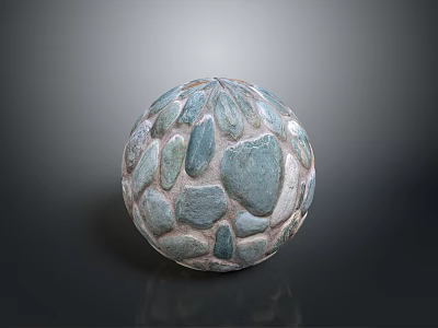 Decorative Sphere Featuring Irregular Stone Pieces And Blue Green Color Pattern 3d model