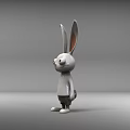 3D Rabbit Sculpture With Long Ears Big Eyes And Standing Pose Design