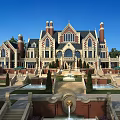 Elegant Single Family Villa With European Architecture Red Brick Fountain And Landscaped Gardens