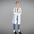 Confident Woman Doctor In White Coat With Stethoscope Standing With Arms Crossed