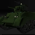 Green Military Tank With Turret Cannon Heavy Tracks And Detailed Exterior Design