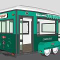 Green Mobile Food Truck With Awning Open Design Balloons And Menu Board