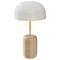 Modern Table Lamp With White Lampshade Golden Pole And Wooden Base