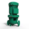 Vertical Industrial Pumps in Blue and Green with Flange Base Connections