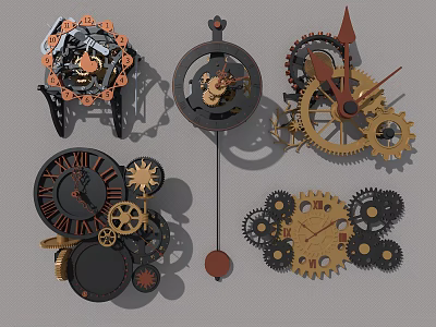 Unique Vintage Mechanical Gear Clock Parts Decorative Pendant With Intricate Details 3d model