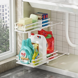 Under the sink cabinet laundry cleaning supplies storage 3d model