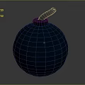 Detailed Blue Round Weapon Bomb Featuring Fuse And Smooth Surface Design 3d model