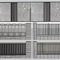 Modern Entrance Gate Design With Metal Railings And Decorative Marble Wall Panels