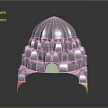 White Dome Architectural Structure With Layered Arches And Small Central Archway 3d model