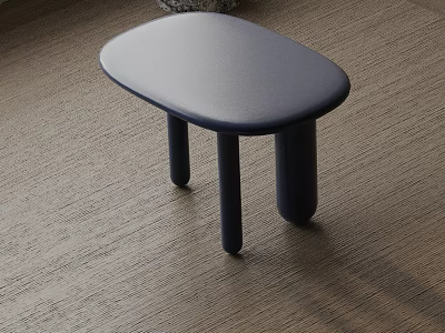 Modern Minimalist Black Side Table With Oval Top And Cylindrical Legs On Light Brown Carpet 3d model