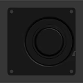 Black Mechanical Component With Square Base Circular Center And Toothed Rim