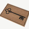 Brown Coir Doormat With Black Key Design And Rectangular Border 3d model