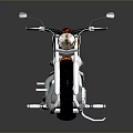 Custom Motorcycle With Flame Painted Body White Leather Seat And Chrome Engine Parts