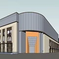 Modern Commercial Complex Design With Glass Curtain Walls And Entrance Plaza