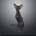 Furniture Decorative Cat Figurine With Modern Design Metallic Finish And Colorful Eyes