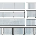 Various Modern Glass Railing Styles With Metal Frames And Clear Panels 3d model