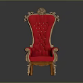 Luxury Red Armchair With Golden Carved Decorations And Elegant Design