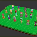 Colorful Cartoon Characters With Various Hairstyles And Outfits On Green Platform