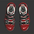 Red White Black High Top Sneakers With Strap Design And Structured Sole