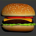 Delicious Hamburger With Sesame Seed Bun Fresh Lettuce Ripe Tomato Melty Cheese And Juicy Patty