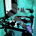 Beautiful Aquatic Animals Swimming in Clear Underwater Habitat with Green Plants and Stones