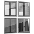 Modern Casement Windows With Glass Blinds Screen And Frame Designs 3d model
