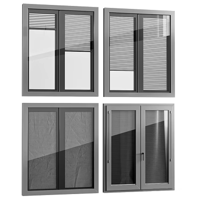 Modern Casement Windows With Glass Blinds Screen And Frame Designs 3d model