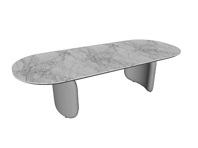 Modern Oval Dining Table with Smooth Marble Texture and Stylish Modern Design 3d model