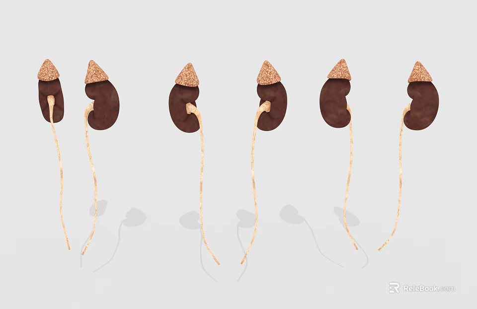 Detailed Anatomical Illustration of Abdominal Organs Human Kidneys With Ureters Structure 3d model 