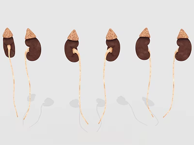 Detailed Anatomical Illustration of Abdominal Organs Human Kidneys With Ureters Structure 3d model