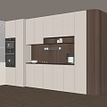 Modern Sideboard Cabinet Design With Light Dark Wood Storage LED Lighting Coffee Machine Area