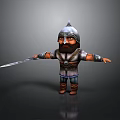 Bearded Warrior Character 3D Model With Armor Helmet Sword And Boots Standing Pose 3d model