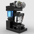 Building Blocks Coffee Machine Model with Black Body Blue Transparent Parts and Rotating Knob