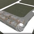 Commercial Landscape Featuring Modern High Rise Buildings Cartoon Panda Tiger And Open Plaza Design