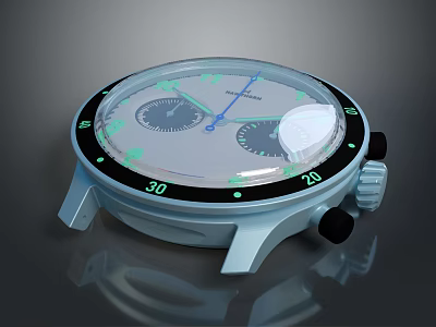Stylish Shinola Fashion Watch With Round Dial Black Bezel And Blue Case Design 3d model