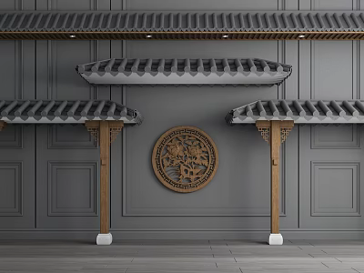 New Chinese-style Eaves Roof Eaves Door Head Ancient Building Tiles 3d model