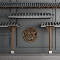 New Chinese-style Eaves Roof Eaves Door Head Ancient Building Tiles 3d model