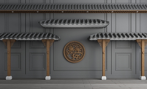 New Chinese-style Eaves Roof Eaves Door Head Ancient Building Tiles 3d model