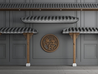 New Chinese-style Eaves Roof Eaves Door Head Ancient Building Tiles 3d model