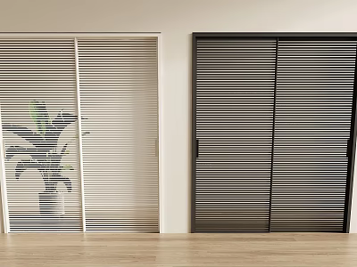 White and Black Sliding Doors with Blinds Design for Modern Home Interior 3d model