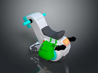 Cartoon Style Kids Motorcycle Design With White Body Green Accents And Black Seat 3d model