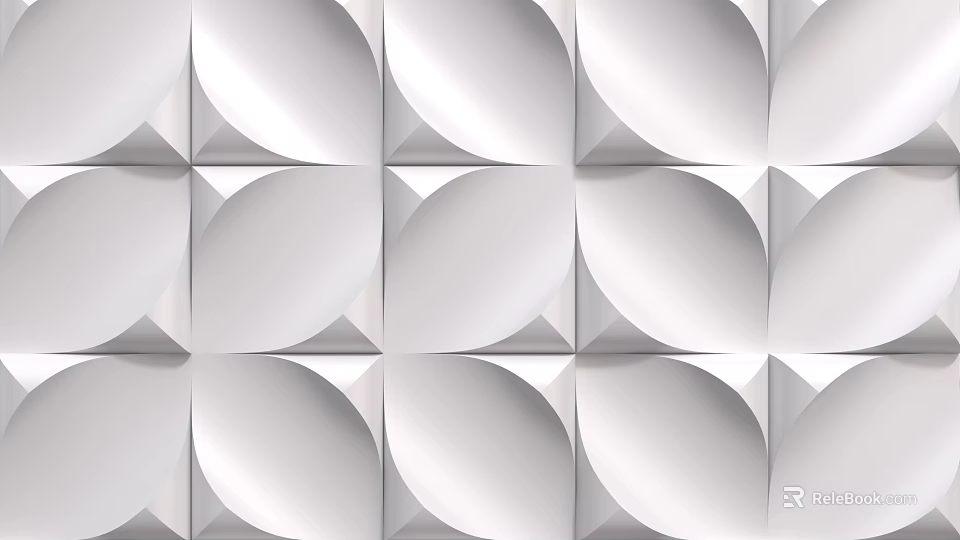 Modern White Geometric Wall Design With Repeating Semicircles And Triangles 3d model 